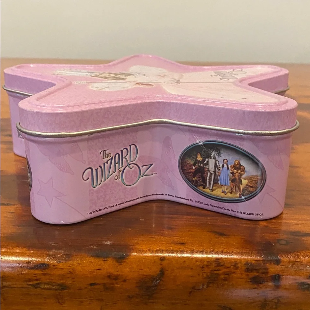 Collectible Glynda the Good Witch Wizard of Oz tin treasure box trinket box pink